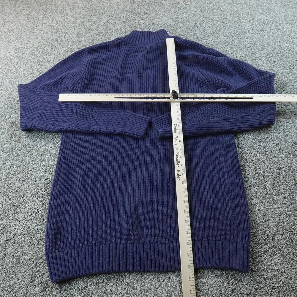 Duluth Sweater Mens LT Blue Burly Retirement 1/4 Zip Mock Neck Knit Pullover Top